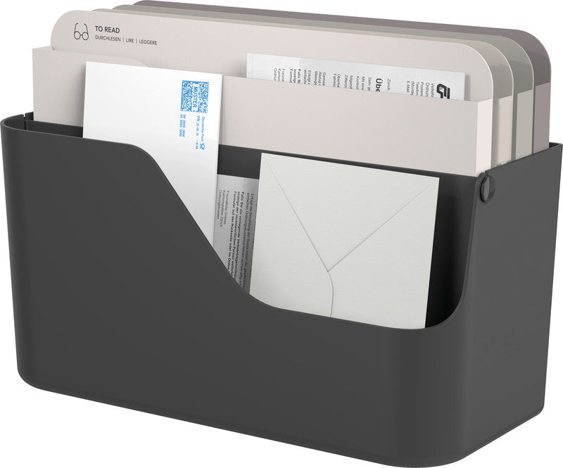 Rotho Briefkorb – Kunststoff, für A4, schwarz, B 356 × H 160 × T 295 mm