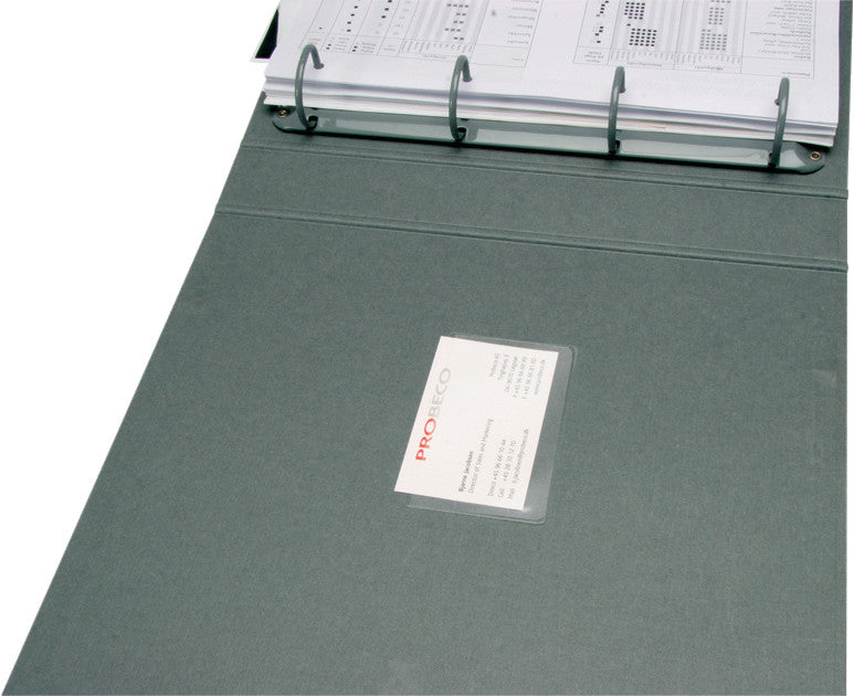 Q-Connect Visitenkartentaschen Kunststoff (PP) 95 × 60 mm – selbstklebend, transparent, 120 µm, 10er Pack