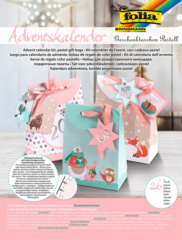 Folia Adventskalender-Set Pastell – 26-teilig – 250 × 330 mm