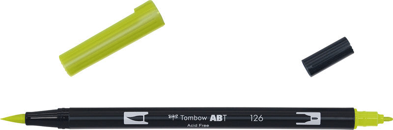 Tombow Brush Pen ABT Dual – Pinselspitze 3-10 mm, Feinspitze 0,3 mm – Helloliv – Wasservermalbar