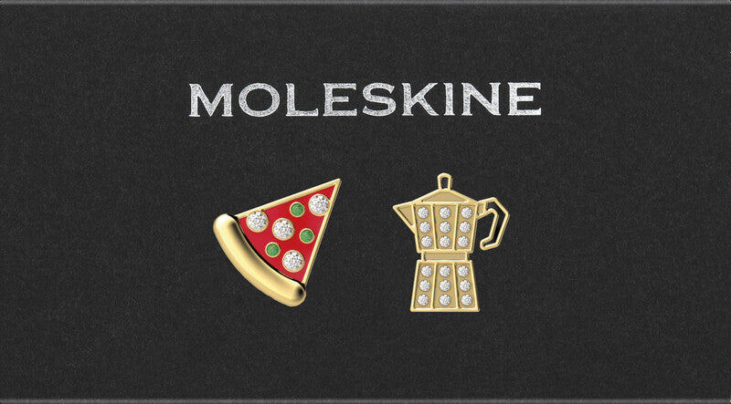Moleskine Pin – Pizza & Moka, Zinklegierung, Mehrfarbig, Gold, 2 Stück