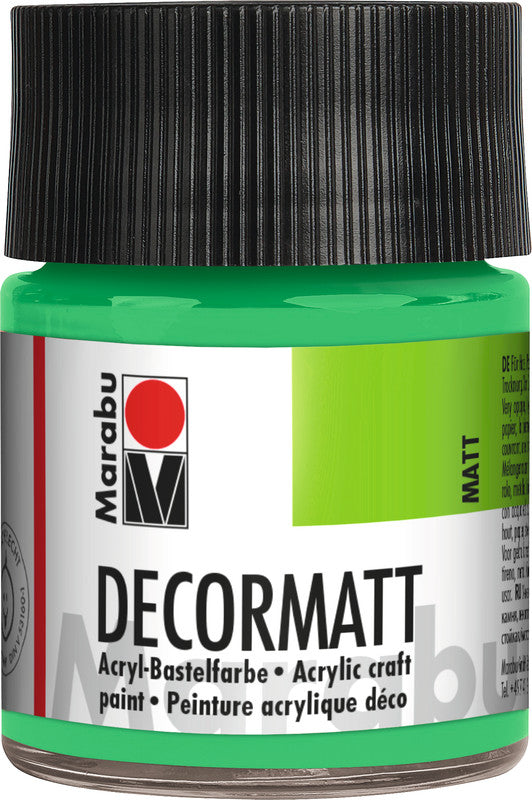 Marabu Decormatt – Acrylfarbe – Hellgrün, Samtmatt, 50 ml