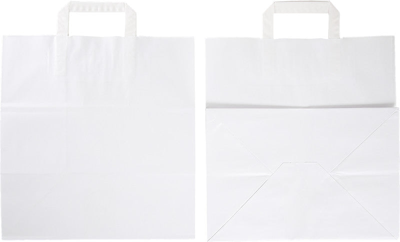 Elco Papiertragetasche mit Flachhenkel – 32 × 34 × 22 cm – Kraftpapier, 80 g/m² – Weiss – 50 Stk.