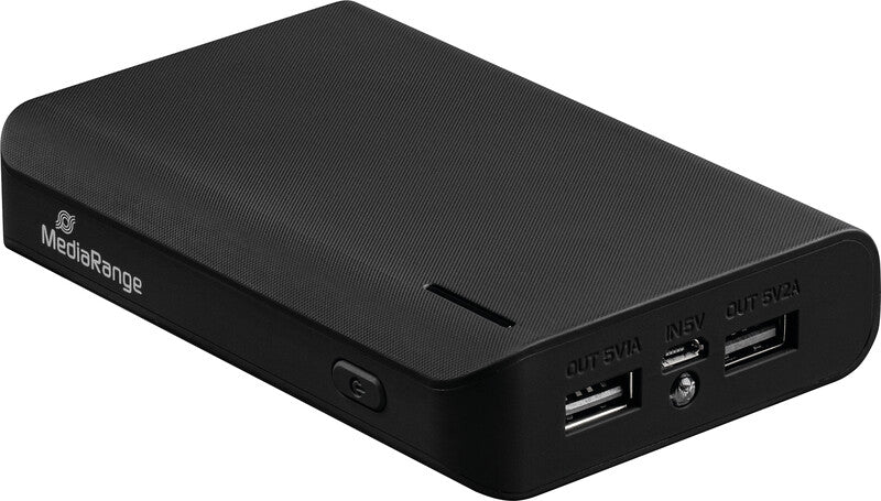 MediaRange Powerbank 8800 mAh, 2× USB-A, 15 W, Schwarz