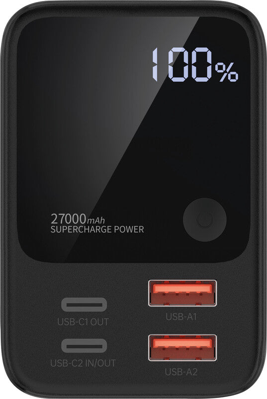 Choetech Powerbank 27000 mAh, 2× USB-C, 2× USB-A, Schwarz