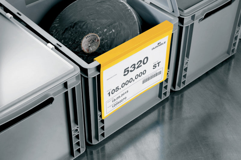 Durable Kennzeichnungstaschen – 210 × 148 mm, gelb, wiederablösbar, 50er-Pack