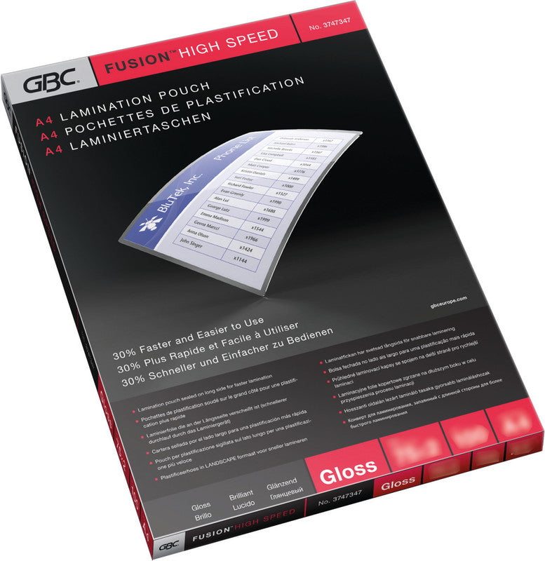 GBC Laminierfolien A4 – 200 µm, glänzend, 100 Stück