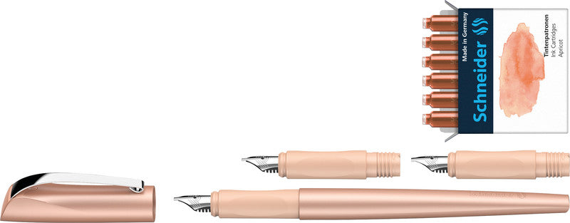 Schneider AG Schneider Callissima Kalligrafie Set – 1,1/1,5/1,8 mm – für Rechts- & Linkshänder – Aprikose – Patronen