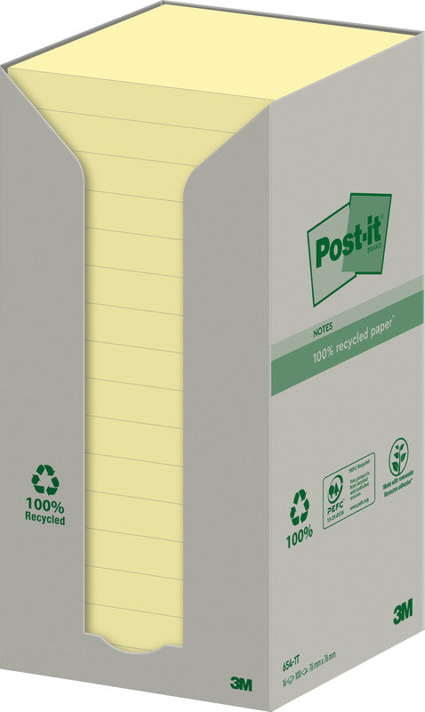 Post-it Haftnotizen – 76×76 mm – Gelb, 16×100 Blatt, PEFC