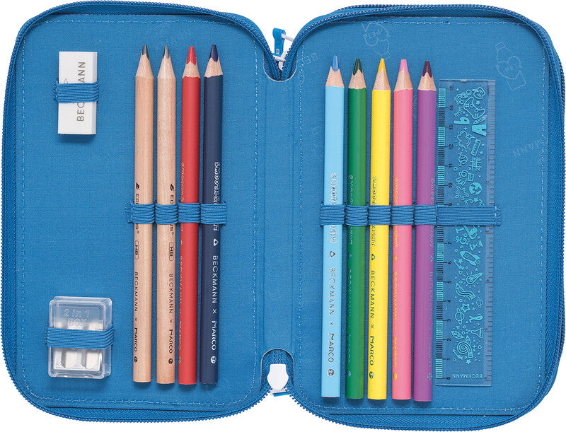 Beckmann Classic 1st Etui Triple, gefüllt, 27-teilig – Blue Lightning – Kunststoff – 13 × 20,5 × 7 cm