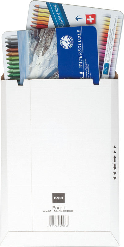 Elco Karton-Versandtasche – 240 × 340 mm, Karton, weiss, selbstklebend, Aufreissperforation