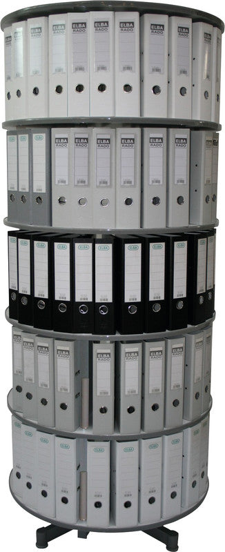 Reef Ordnerdrehsäule – Spanplatte/Stahl, Hellgrau, 81 × 193 × 81 cm, drehbar, 5 Etagen, Platz für 120 Ordner