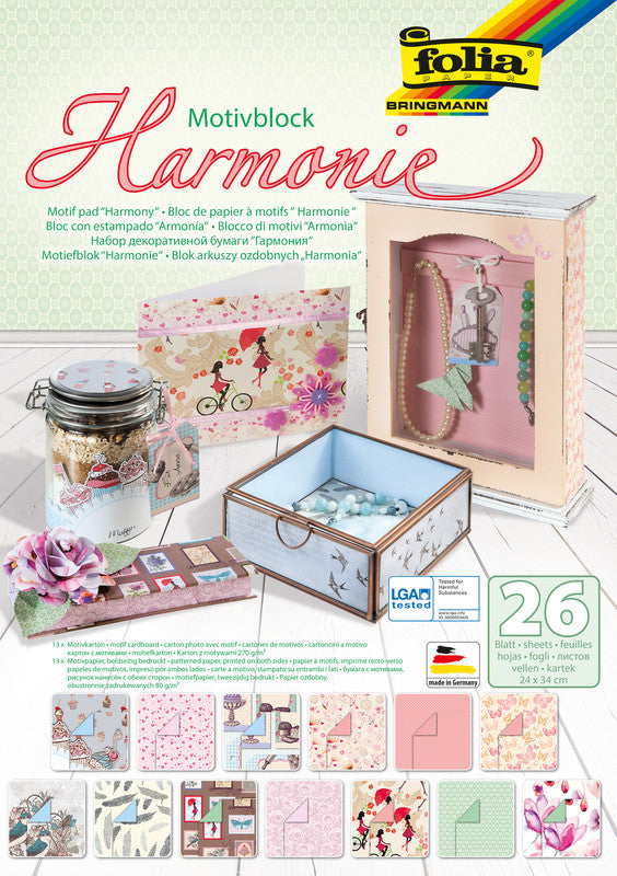 Folia Motivblock Harmonie – 240 × 340 mm – 80/270 g/m² – mehrfarbig – 26 Blatt