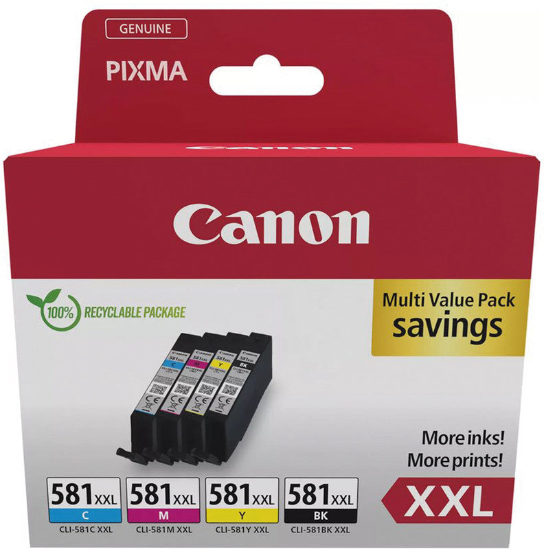 Canon Tintenpatronen-Multipack CLI-581XXL, CMYK, 4er-Pack – für Canon Drucker