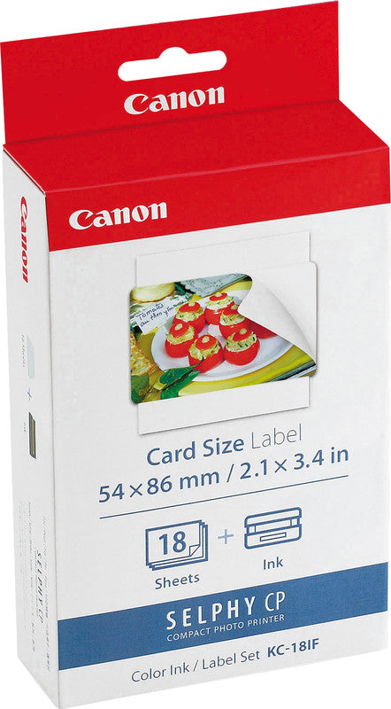 Canon Selphy Papier-Set – glänzend, 54 × 86 mm, 260 g/m², 18 Blätter, inkl. 1 × Farbband – für Canon Selphy