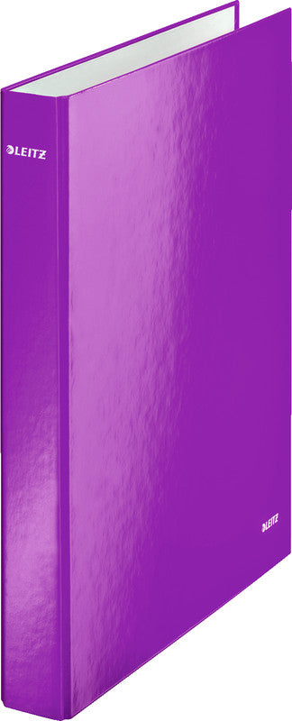 Leitz Ringbuch WOW – A4 Hochformat – 2-Ring Bügelmechanik, Ø 25 mm, Rücken 40 mm – Violett, mit Niederhalter, FSC