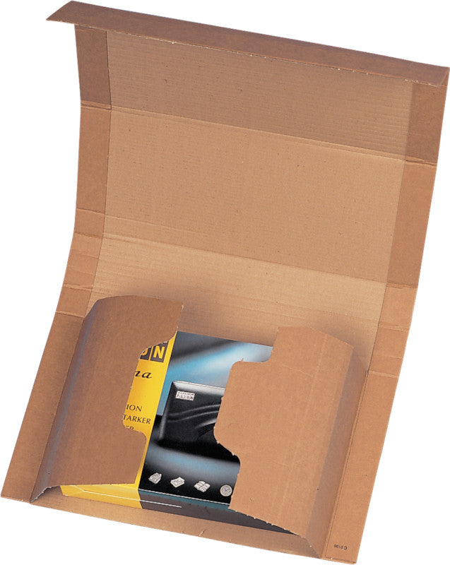 Swiss pac Versandverpackung, braun, mit Beschriftungsfeldern – 270 × 331 × 86 mm – 5 Stk.