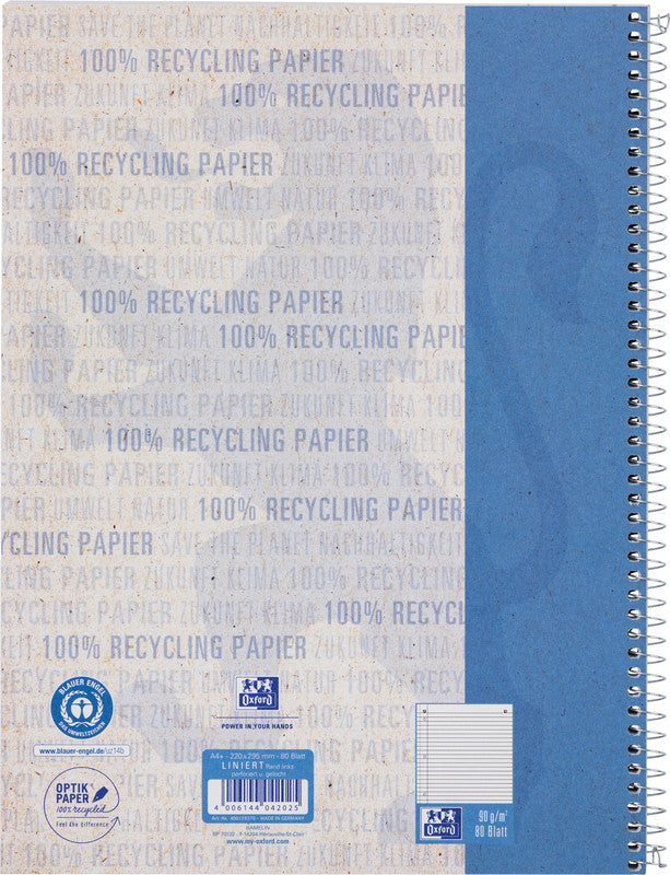 Elba Collegeblock, Karton, 80 Blatt, 4-fach gelocht, perforiert, 90 g/m² – Blau, für SCRIBZEE App