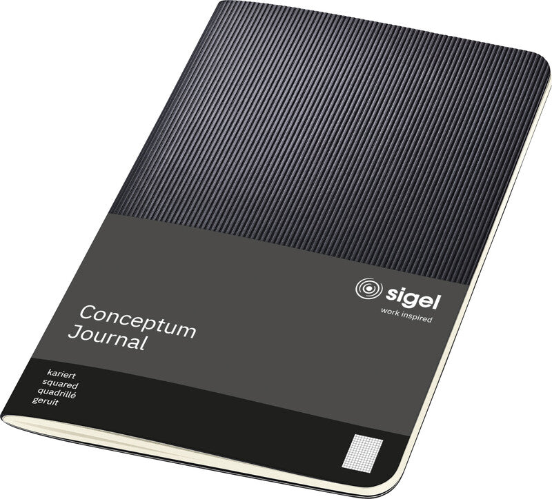 Sigel Notizheft, 93 × 140 mm, kariert, Fadenheftung, Softcover, 64 Seiten, 80 g/m² – schwarz