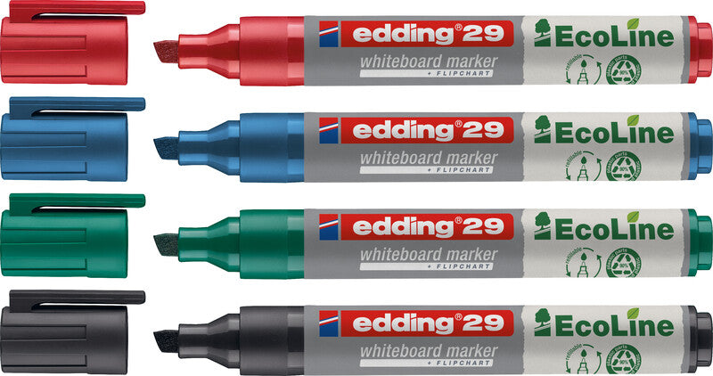 Edding Whiteboard-Marker 29 EcoLine – Keilspitze 1-5 mm – Schwarz – trocken abwischbar