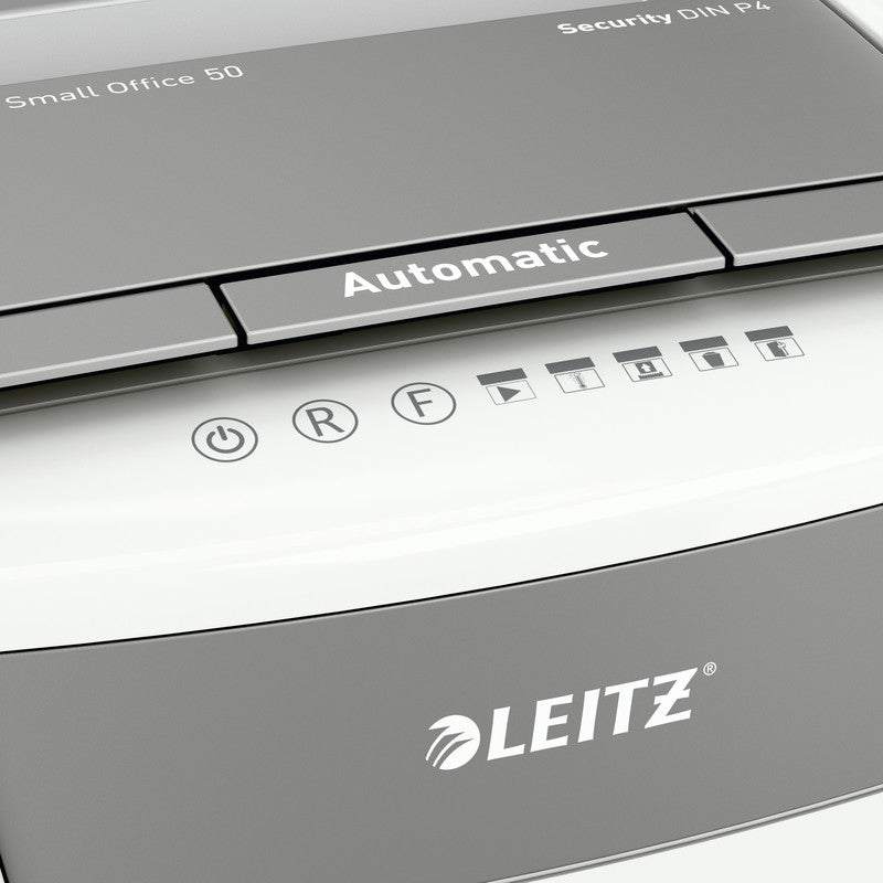 Leitz IQ Autofeed 50 – Aktenvernichter mit Autofeed 50 Blatt, DIN P-4, Partikelschnitt 4 × 28 mm, 6 Blatt, 20