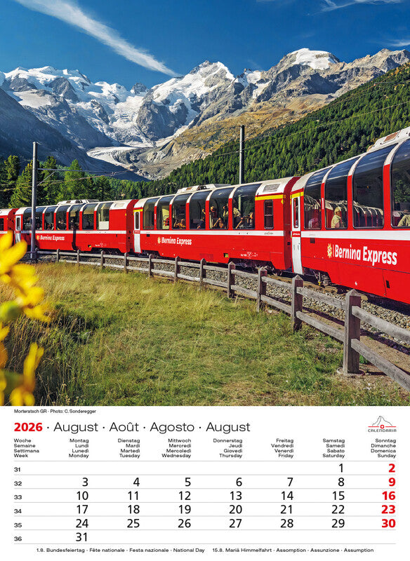 Calendaria Bildkalender Swiss Souvenir 2026 – 23 × 31,5 cm – mit Aufhänger