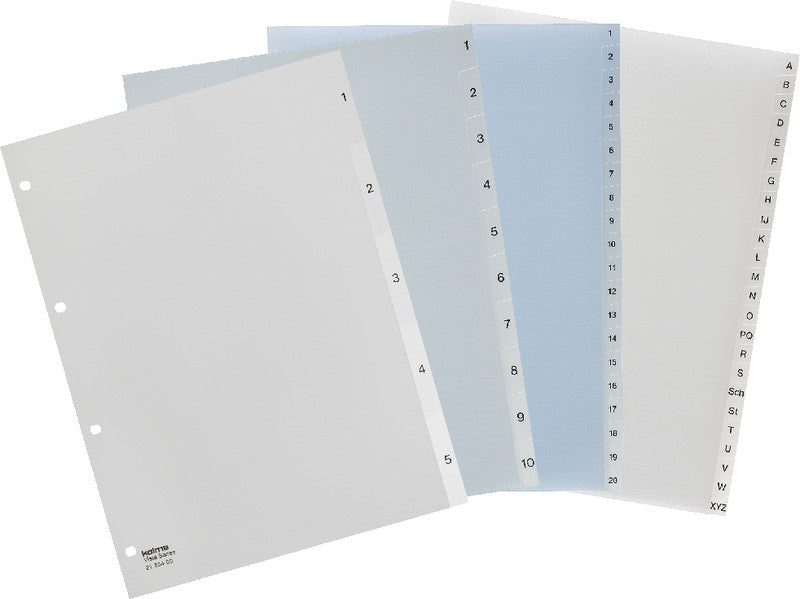 Kolma Vista Register – A4, 5-teilig, PP, transparent, vorgedruckt, 4-fach Lochung, für A4 hoch
