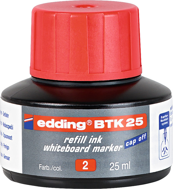Edding Board Marker Tusche für Edding 250, 28, 29 + 3 weitere – rot, löschbar, 25 ml
