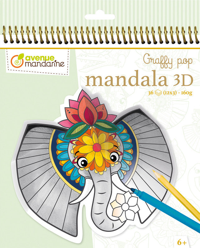 Avenue mandarine Mandala Graffy Pop Malbuch, Karton, 20 × 25,5 cm, Mehrfarbig, ab 6 Jahren