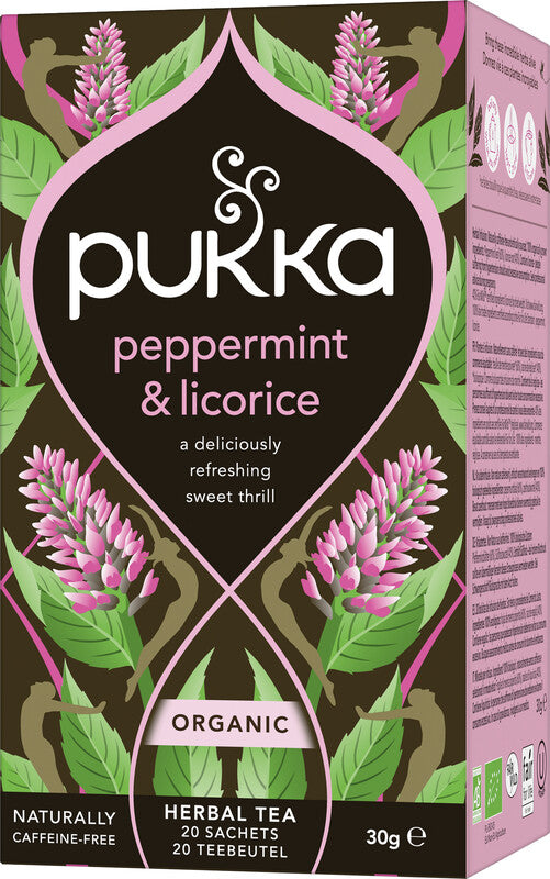 Pukka Teebeutel – Pfefferminze & Lakritz – Kräutertee, Bio, kompostierbar – 20 Beutel