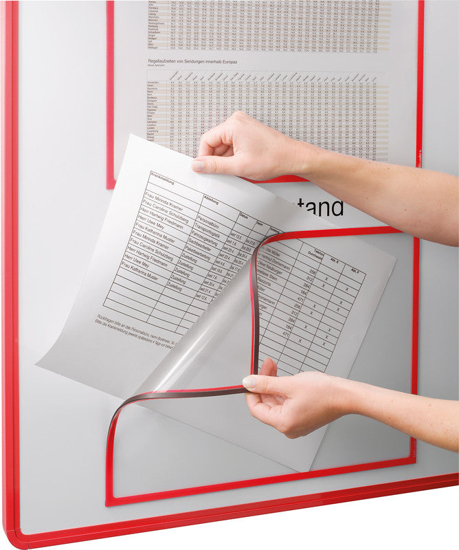 Q-connect Infotasche – 225 × 312 mm, rot, wiederverwendbar, magnetisch, für A4