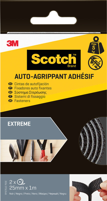 Scotch Büro-Klebeband Extreme – Permanent, Schwarz, 2×25 mm × 1 m
