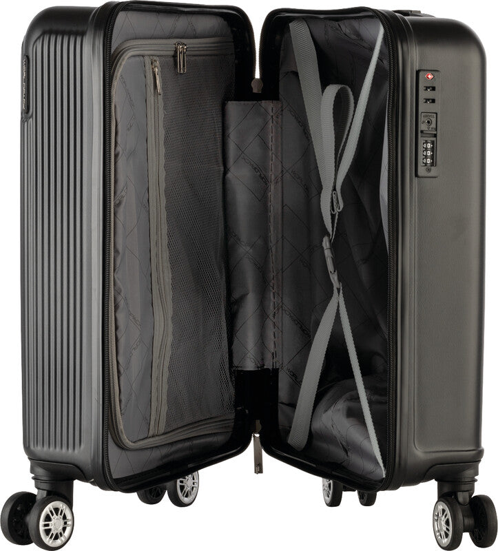 Worldpack Bergen Trolley Handgepäck – 34 l, Hartschale, 4 Doppelrollen, Schwarz, 34,5 × 54 × 23 cm