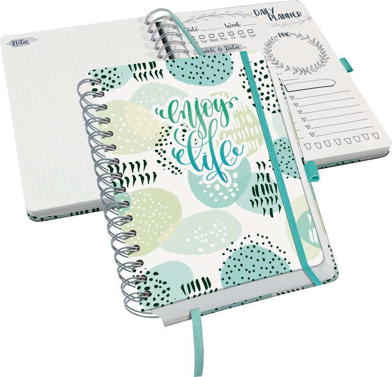 Sigel JOLIE Tagesplaner – undatiert, Spiralbindung, 16,8 × 21,5 cm, Punktraster, Mint Inspiration, FSC