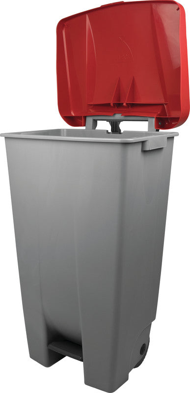 Helit Abfallcontainer – 120 l – mit Deckel, Kunststoff, grau – B × H × T 510 × 875 × 425 mm