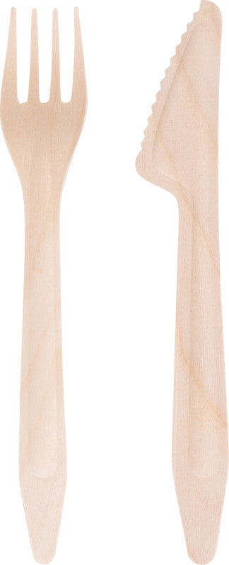First choice ELCO Besteck-Set Holz – Messer, Gabel, Serviette, 16,5 cm, Braun, 50 Stück