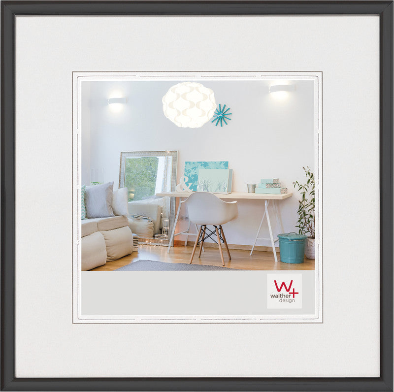 Walther Design Wechselrahmen New Lifestyle, Kunststoff, Schwarz, 20 × 20 cm, mit Aufsteller und Aufhänger