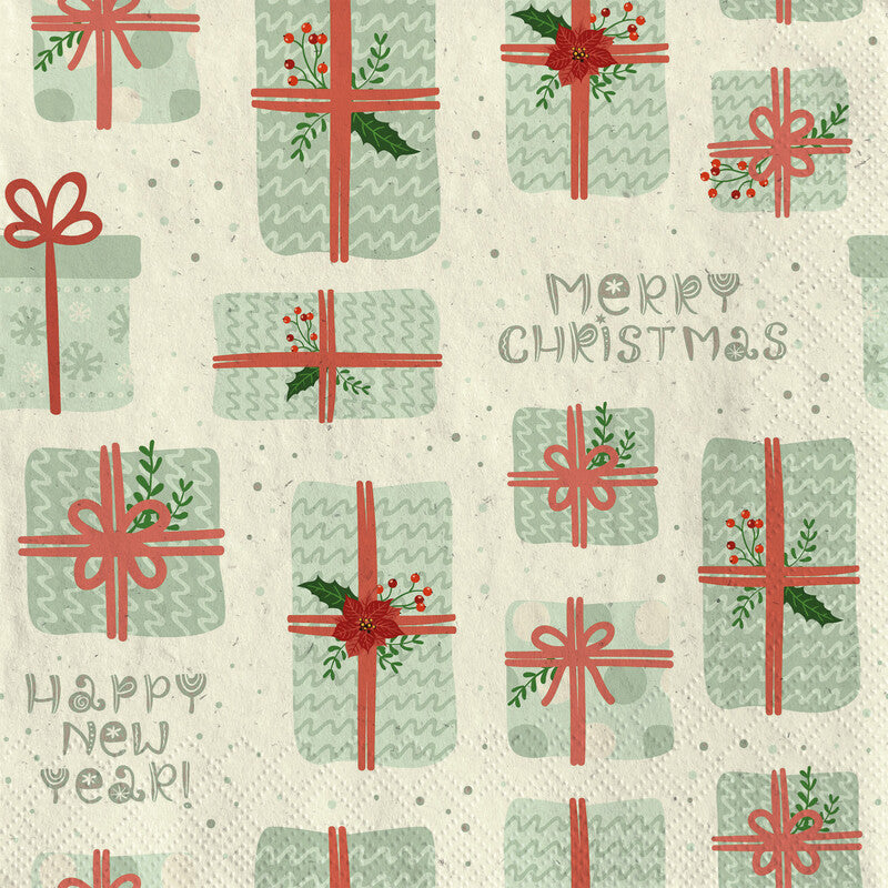 Fasana Servietten Christmas Gifts – 33 × 33 cm – 2-lagig, Tissue – 20 Stk., FSC