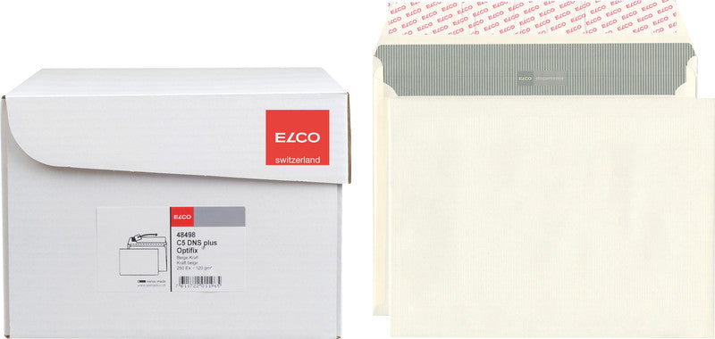 Elco Couvert C4+ (324 × 239 mm), ohne Fenster, selbstklebend (Optifix), beige, 120 g/m², Papier – 200 Stk.