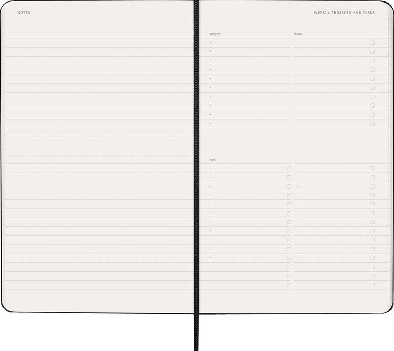 Moleskine Agenda – 1 Woche/2 Seiten, gebunden, 13 × 21 cm, Jan–Dez 2026, mehrsprachig, schwarz, FSC