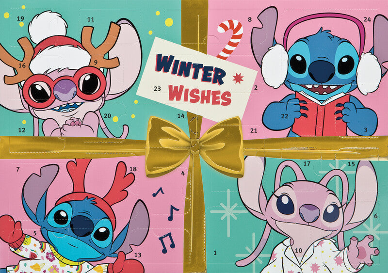 Undercover Adventskalender Stitch Winter Wishes – 24 Überraschungen, 42 × 29,5 × 3 cm