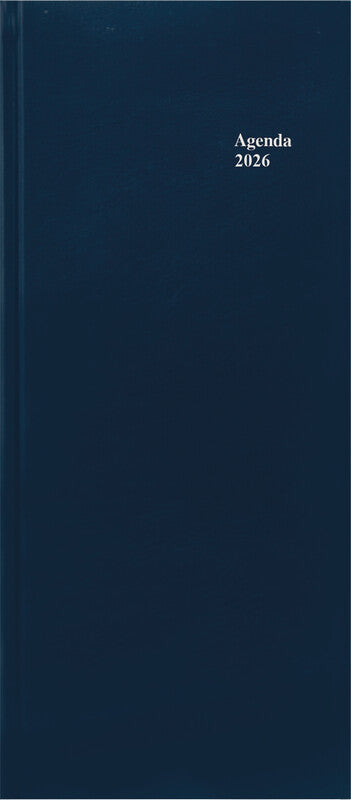 Simplex Agenda – 1 Tag pro Seite, gebunden, 13,5 × 31,5 cm, 2026, 1/2-Stunden-Takt, Blau, FSC