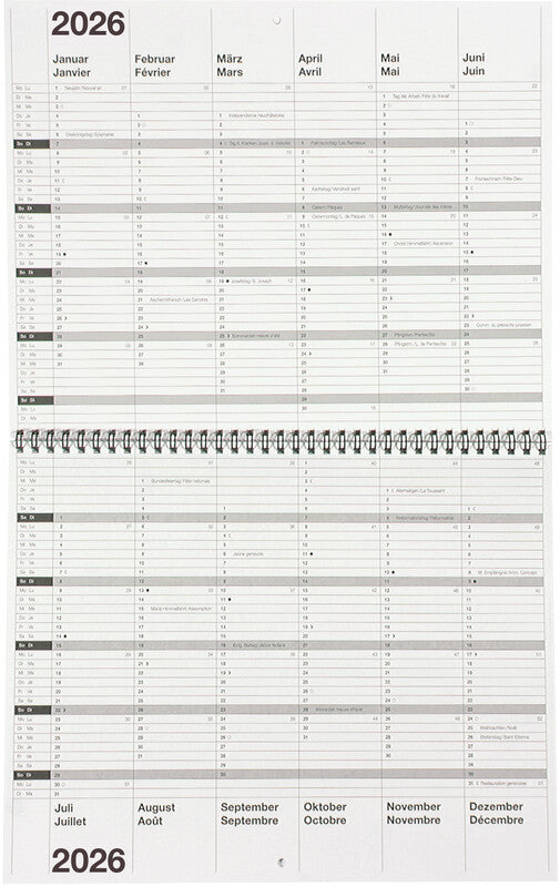 Biella 10-Jahres-Kalender – zweisprachig D/F – 2026–2036 – 30 × 24 cm