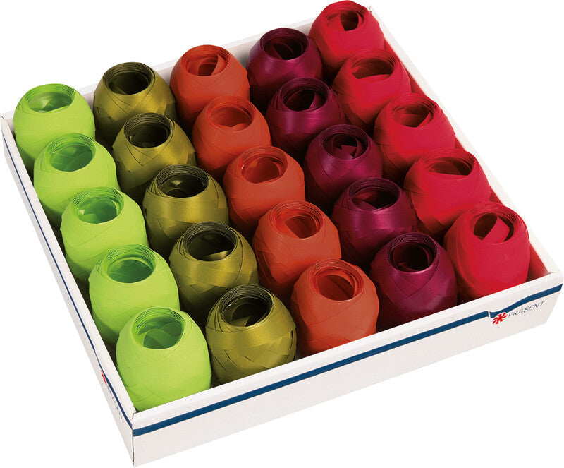Präsent Geschenkband – Opak – Eiknäuel – 10 mm × 20 m – Kunststoff, sortiert