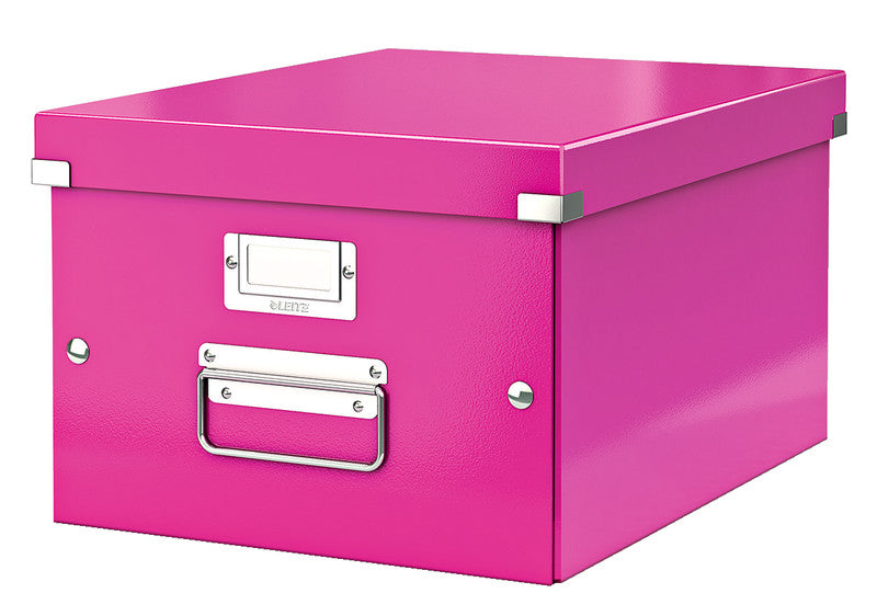 Leitz Click&Store Aufbewahrungsbox 17 l – für A4, mit Deckel, stapelbar, mit Tragegriff, pink, PP