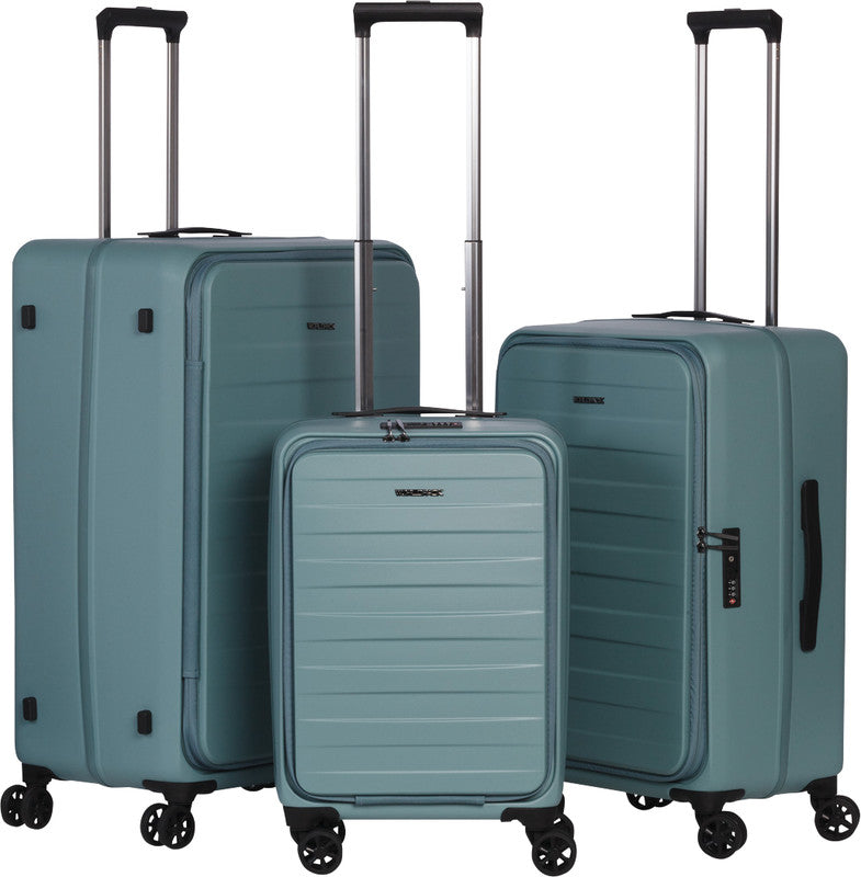 Worldpack Kofferset Seattle 3-teilig – Hartschale, 4 Doppelrollen, Graublau