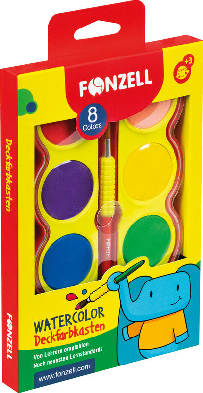 Fonzell Deckfarbkasten – 8 Farben, mit Pinsel