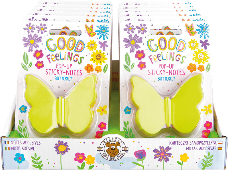 Trendhaus Haftnotizen Pop-Up Good Feelings – 65×50 mm – sortiert, 100 Blatt, Schmetterling