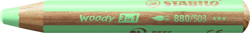 STABILO Buntstifte woody 3 in 1 – 3-in-1, Minen-Ø 10 mm, Einzelstift Pastellgrün