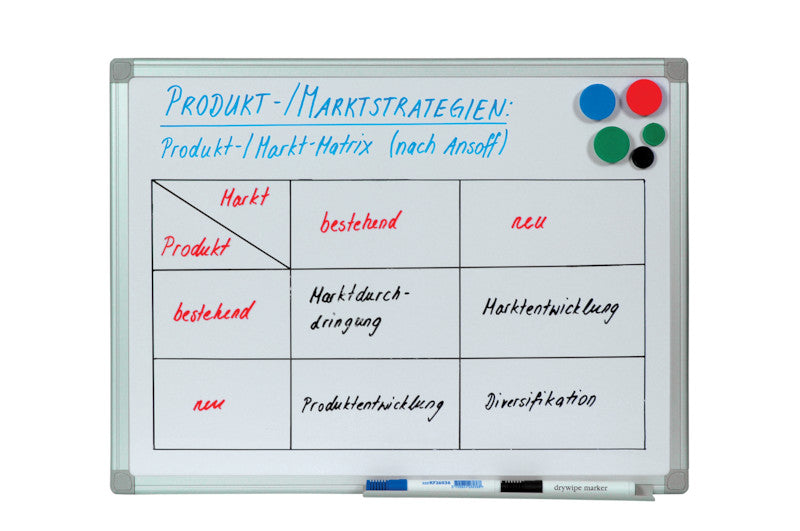 Q-connect Whiteboard – 180 × 90 cm, lackierter Stahl, magnetisch, Aluminiumrahmen, Wandmontage